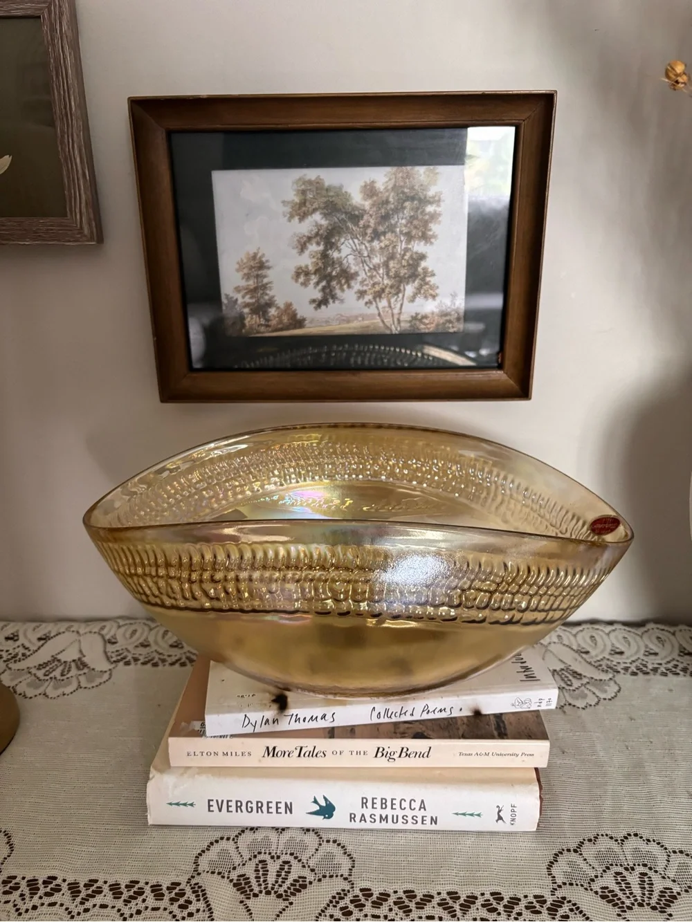 Vintage Murano Glass Bowl Made in Italy – Amber/Yellow Bullicante Art Glass